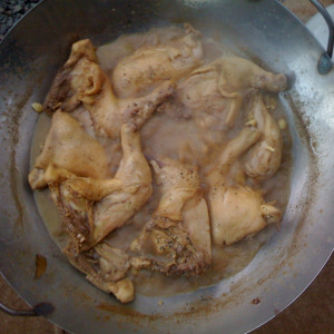 Chicken Adobo frying