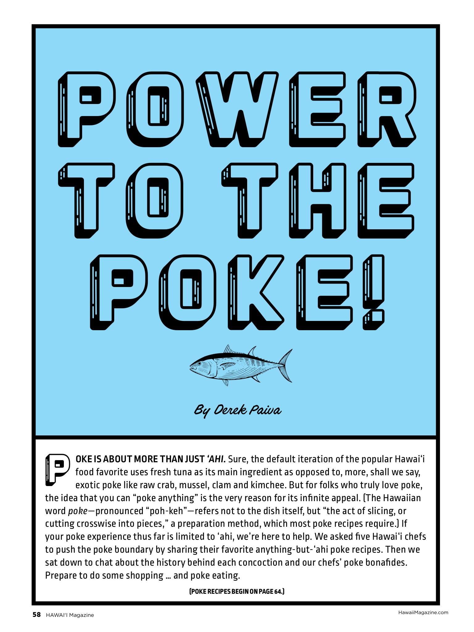 Hawaii Magazine hamajang poke by Chef Isaac Boncaco