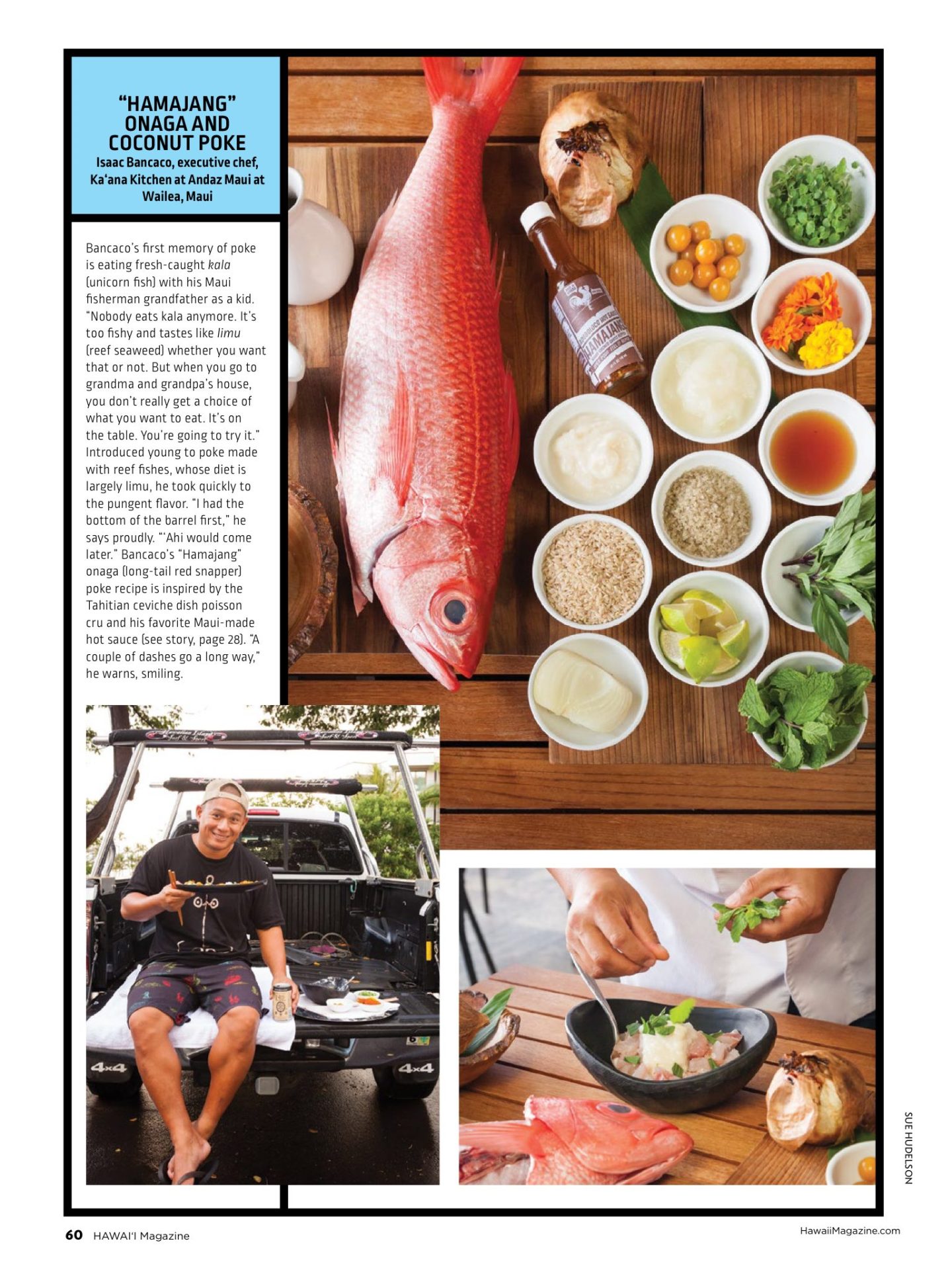 Hawaii Magazine hamajang poke by Chef Isaac Boncaco