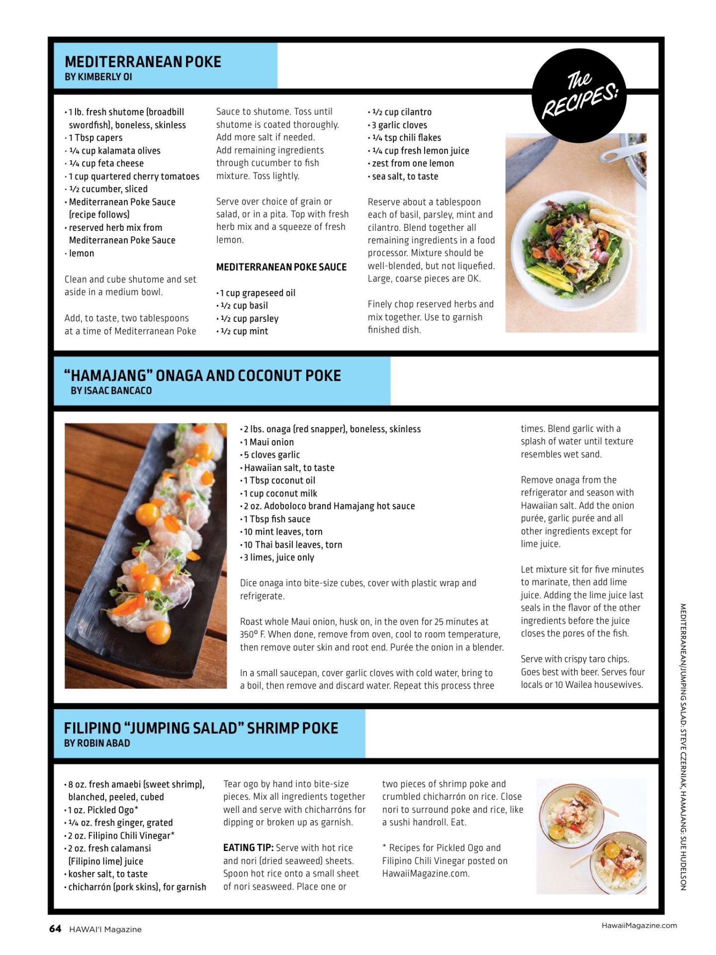 Hawaii Magazine hamajang poke by Chef Isaac Boncaco