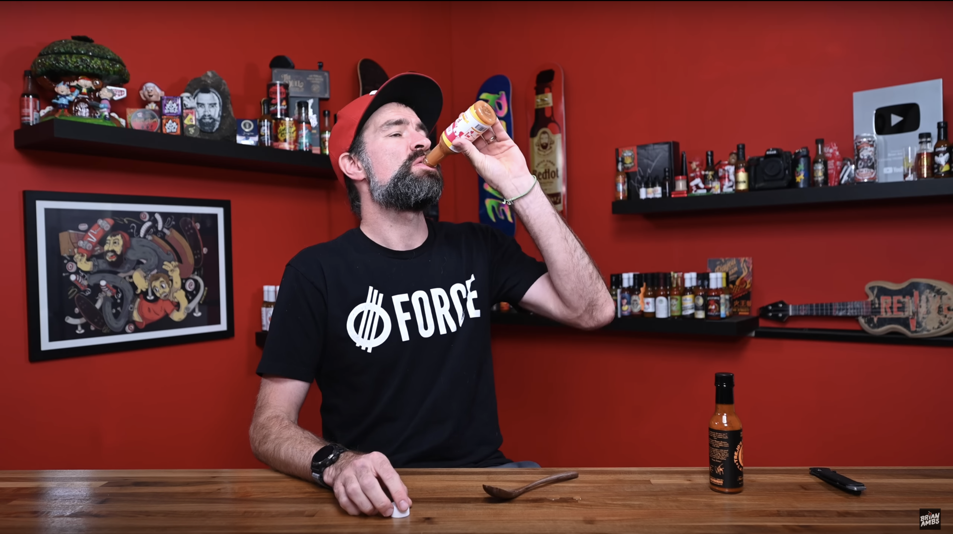 Brian Ambs chugging Adoboloco POG hot sauce