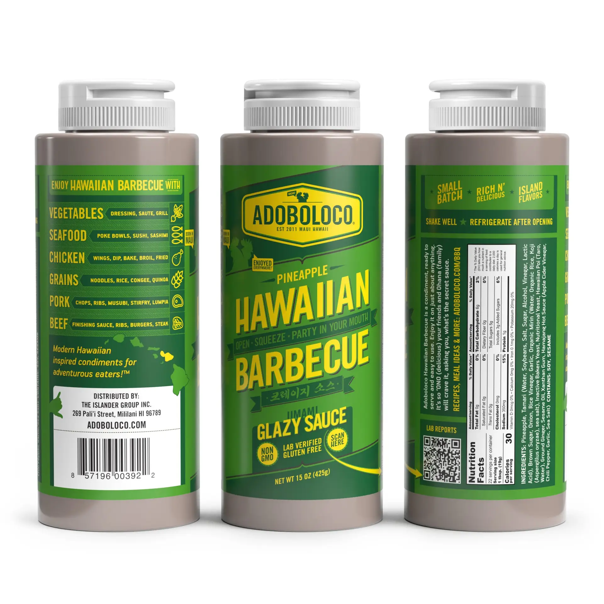 Pineapple Hawaiian Barbecue Sauce – Perfect for Dipping, Glazing, or Marinating - All 3 sides of the label